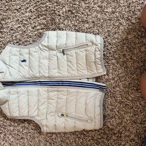 Polo by Ralph Lauren Light Cream Quilted Puffer Vest with Navy Tag
